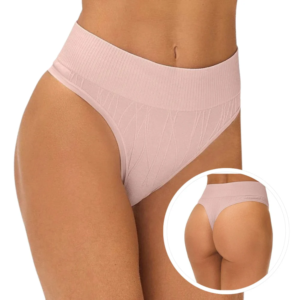 Calcinha Fio Dental Jacquard Sem Costura e Cós Alto que Não Marca - Image 3