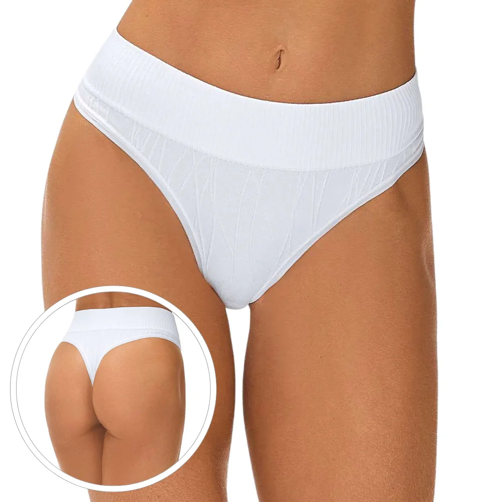 Calcinha Fio Dental Jacquard Sem Costura e Cós Alto que Não Marca - Image 4