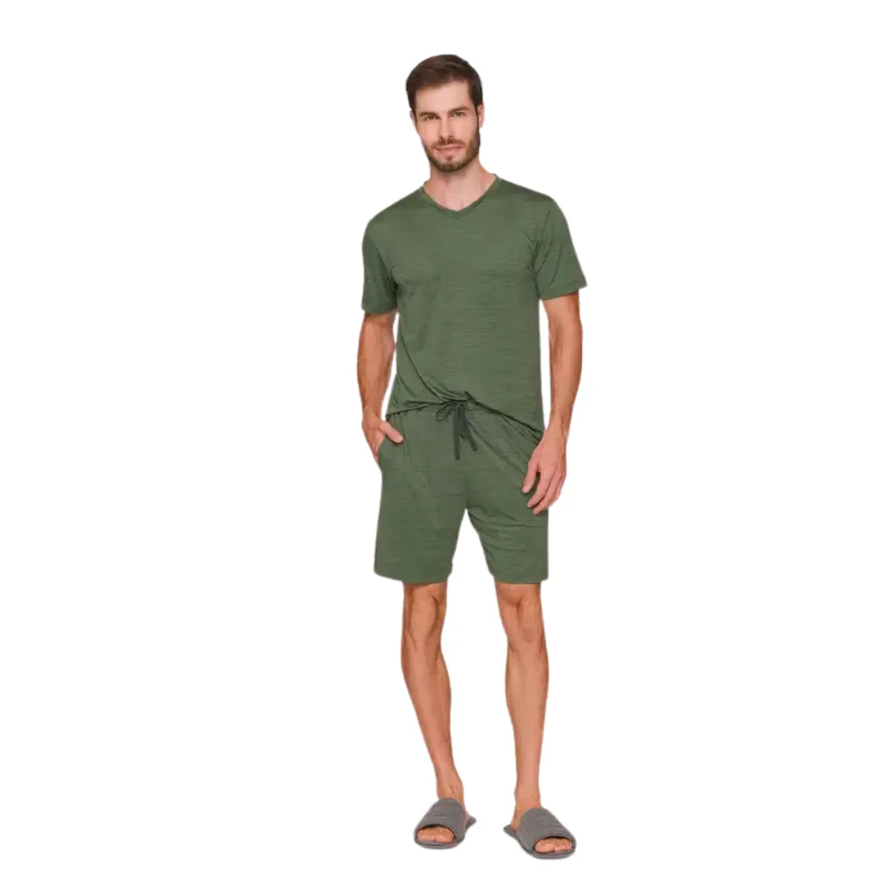 Pijama Curto Masculino para o Verão - Conforto em Poliamida Melange