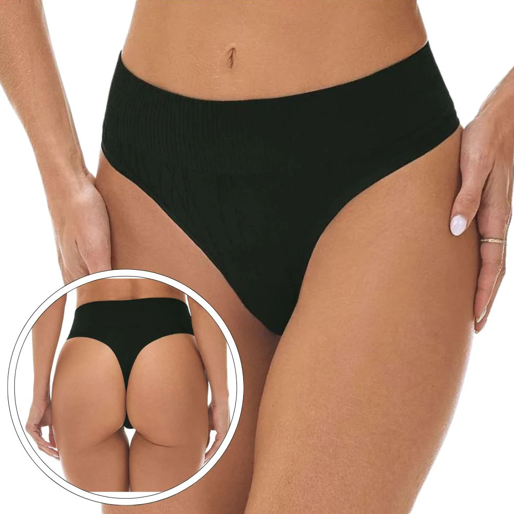 Calcinha Fio Dental Jacquard Sem Costura e Cós Alto que Não Marca - Image 2
